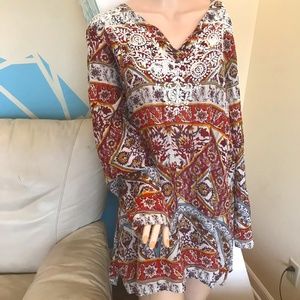 Bohemian Tunic/Dress Embroidered neckline Litchiken XL Like New